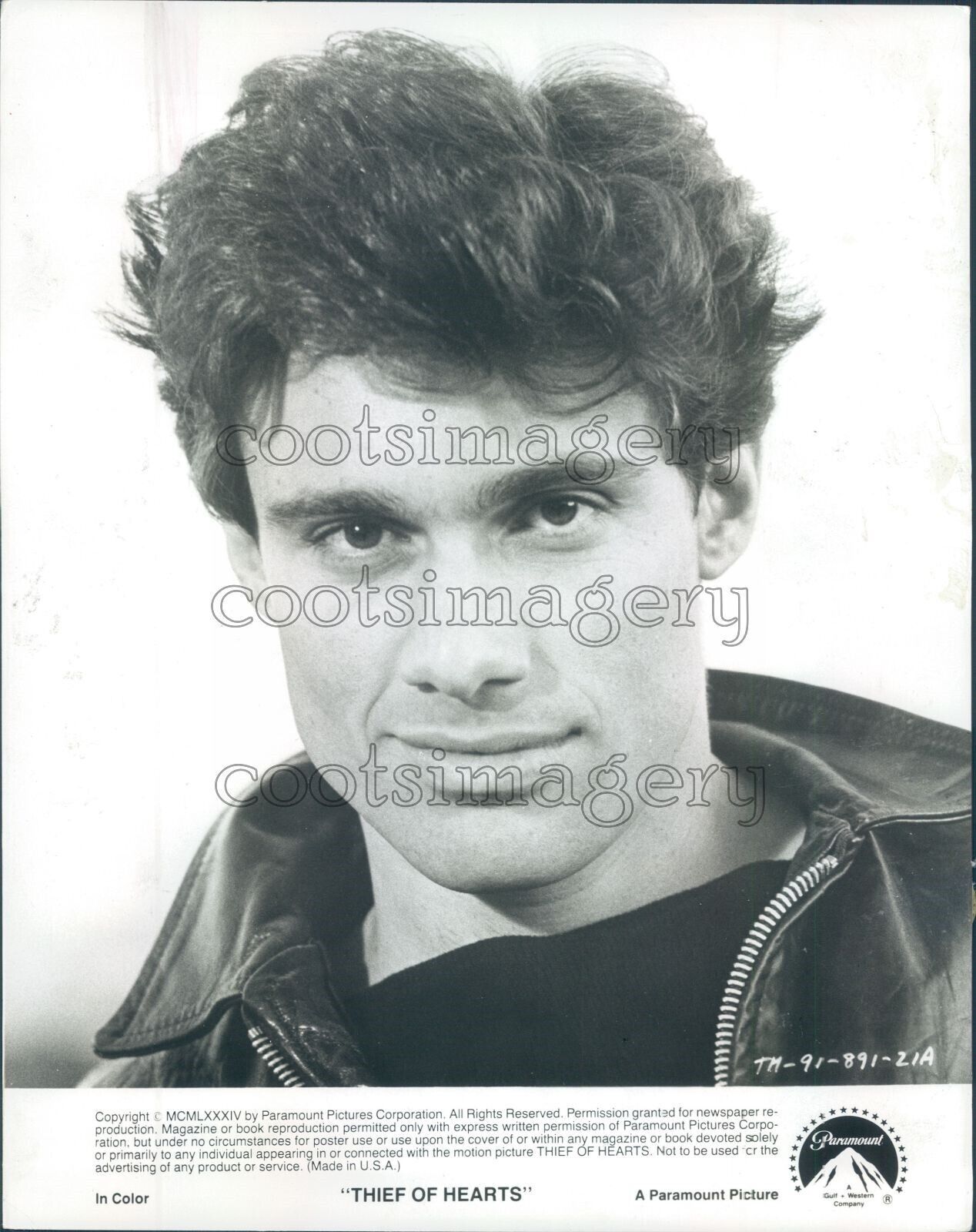 1984 Press Photo Handsome Steven Bauer in Thief of Hearts 1980s