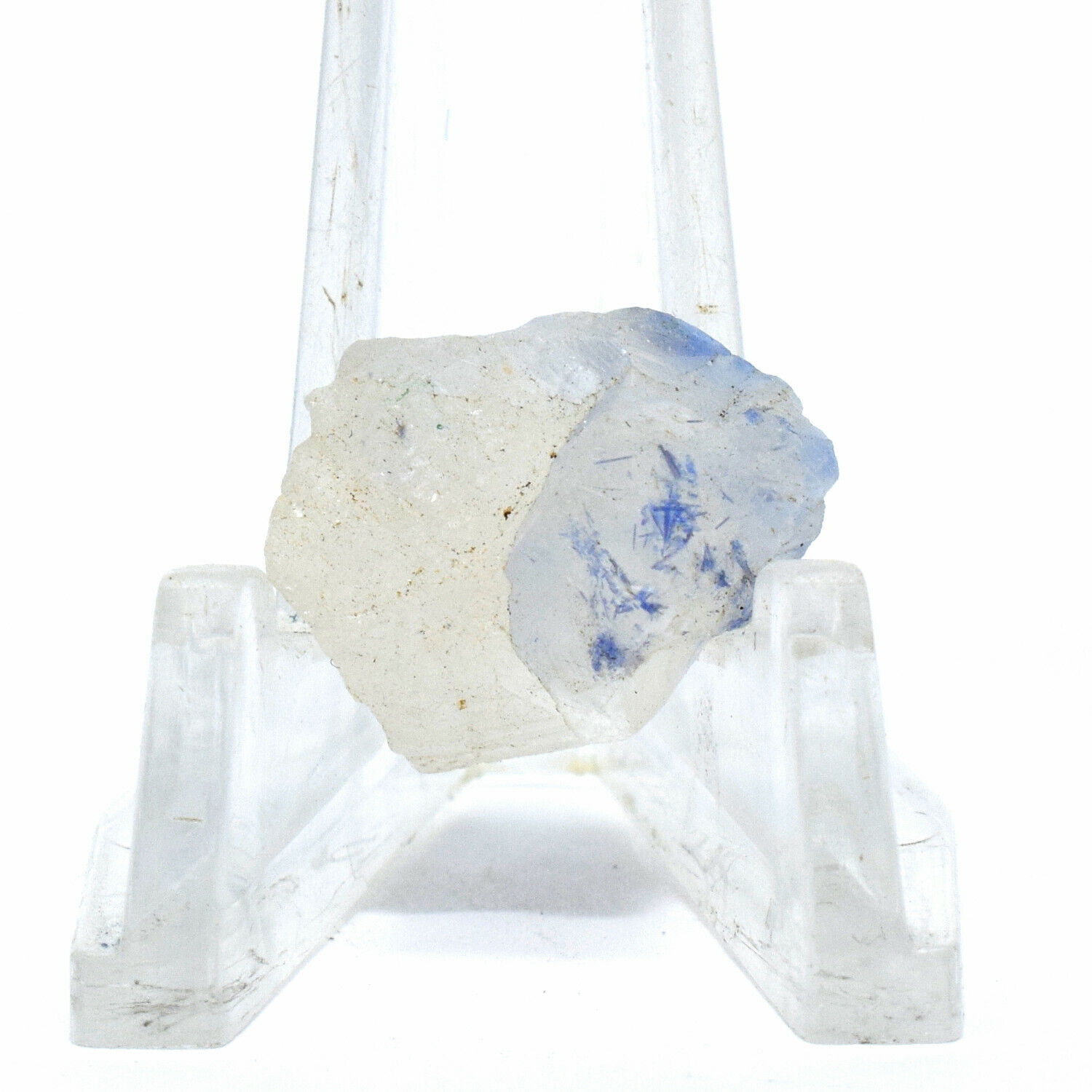 15.5ct Blue Dumortierite in Clear Quartz Point Natural Mineral Gemstone - Brazil