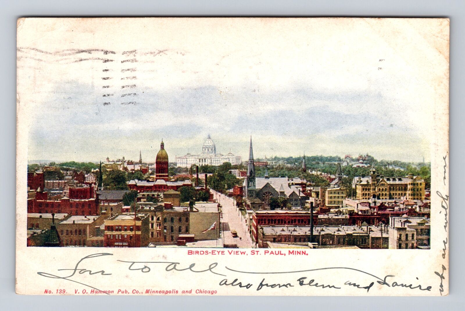 St Paul MN-Minnesota, Birds Eye View, Antique, Vintage c1907 Postcard