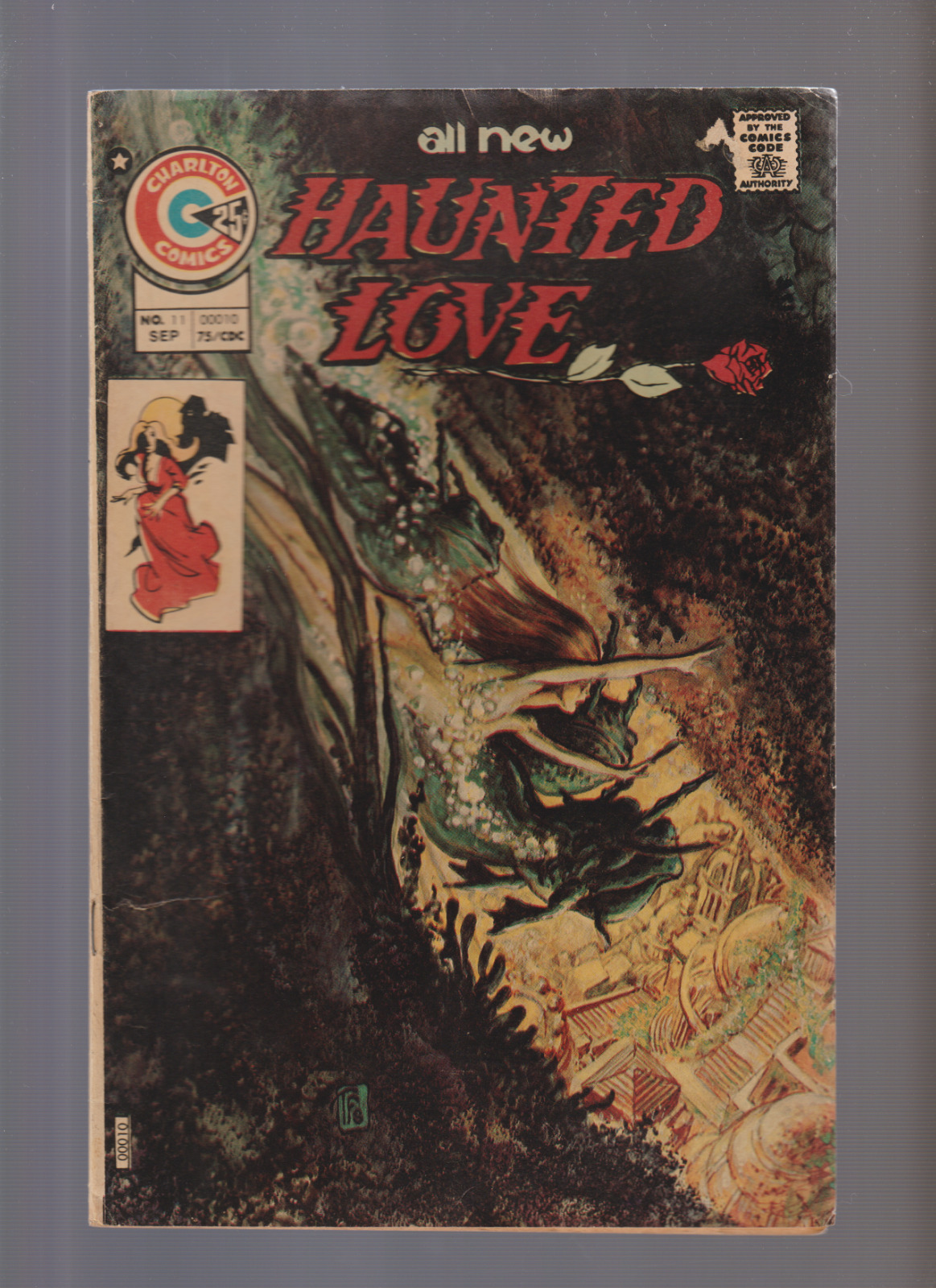 Haunted Love #11 (1975) final issue Atlantean queen PAINTED COVER HORROR