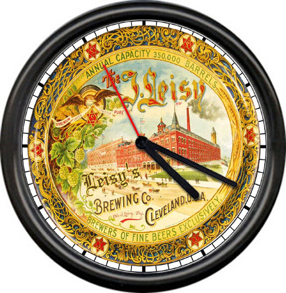 Leisy's Cleveland Beer Barrel Tavern Bar Game Room Brewery Sign Wall Clock