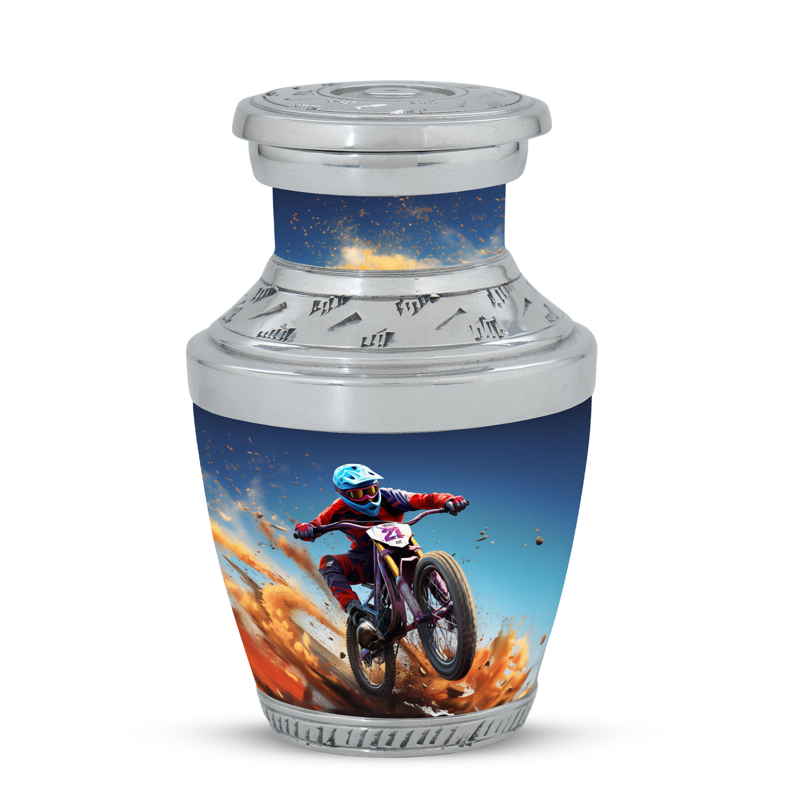 Decorative Urns For Ashes Dirt Track Cyclone (3 Inch) Pack Of 1