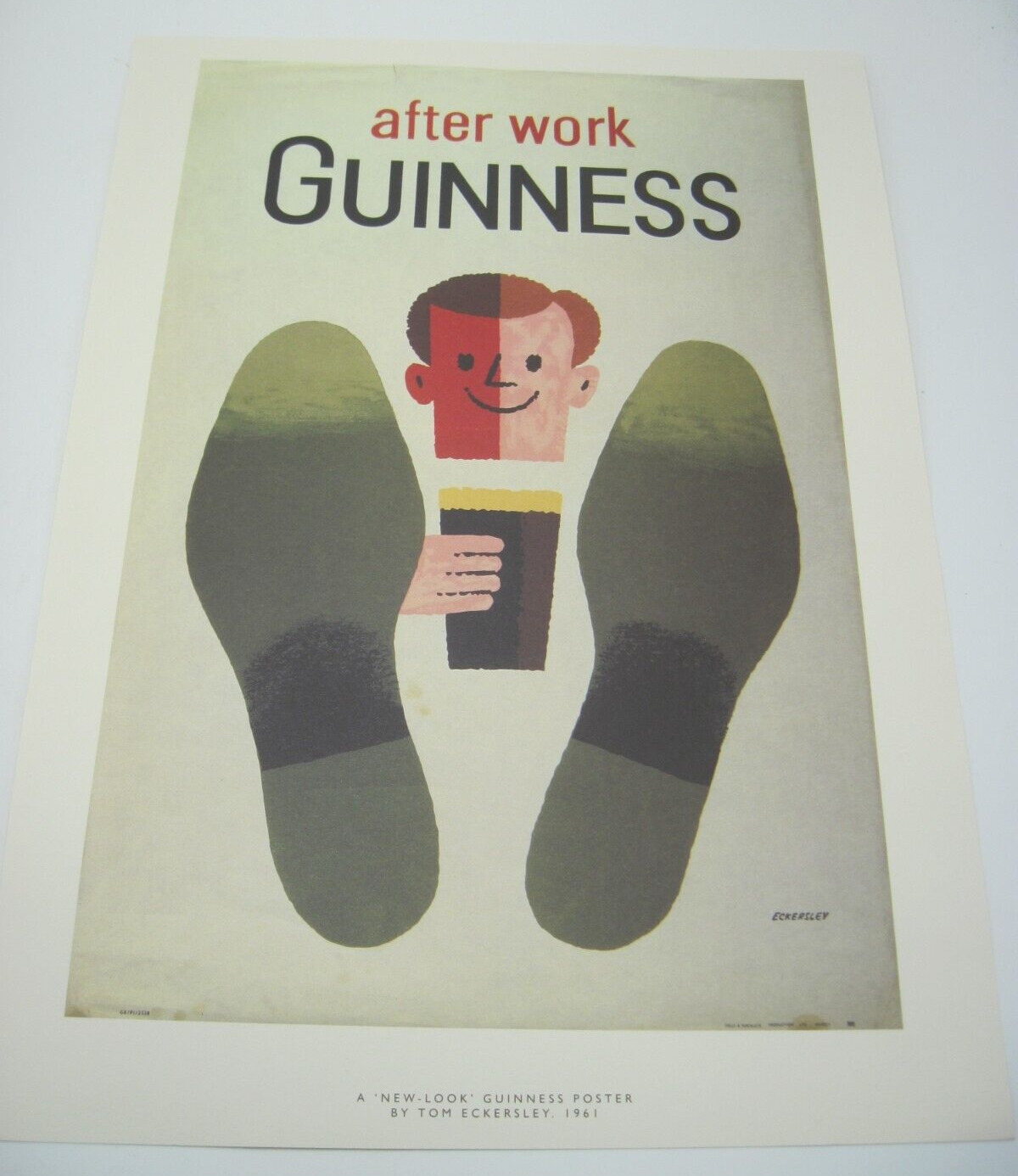 1990s Era Vintage Guinness Beer Advertising Poster After Work Ad Eckersley 1961
