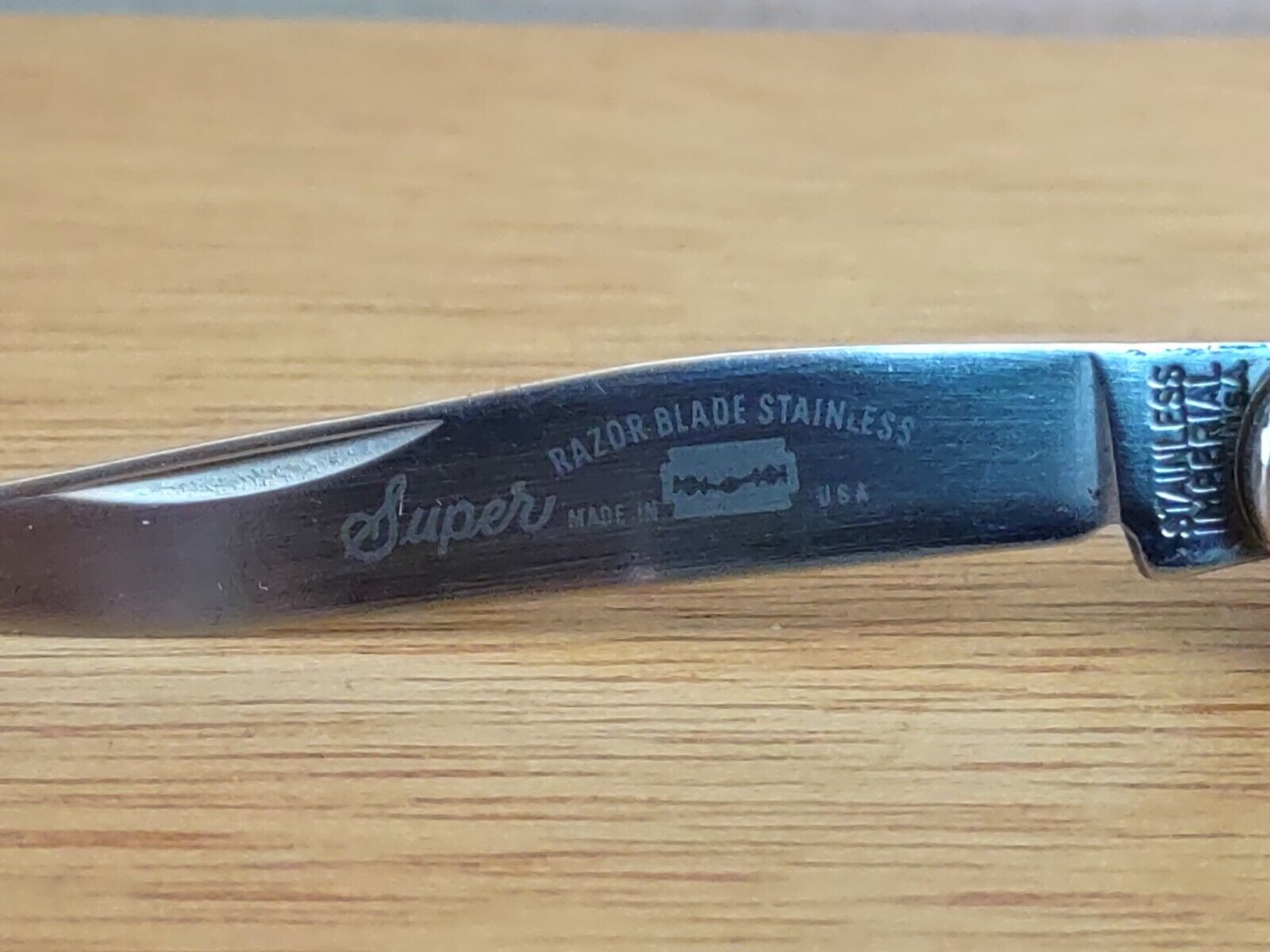 Vintage Imperial Razor Blade Stainless Steel Knife, Two Blade, Celluloid Handle