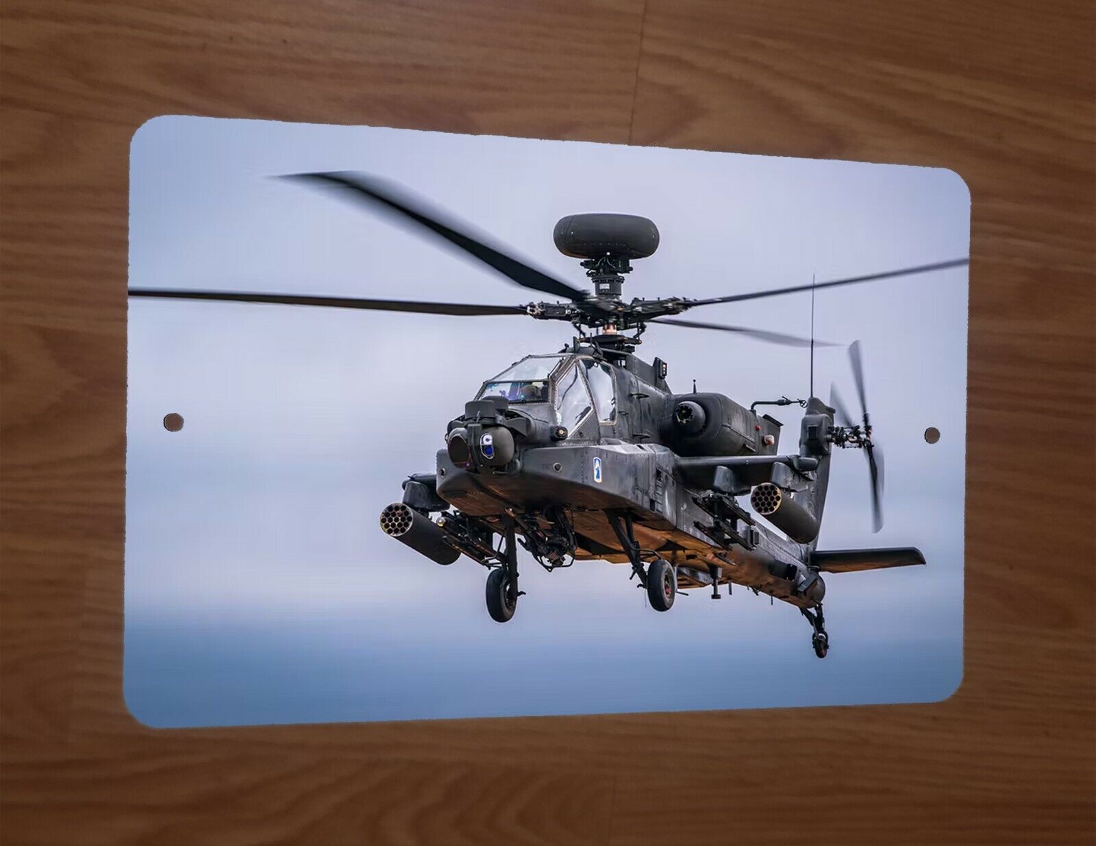 AH-64E Apache Guardian Helicopter 8x12 Metal Wall Sign