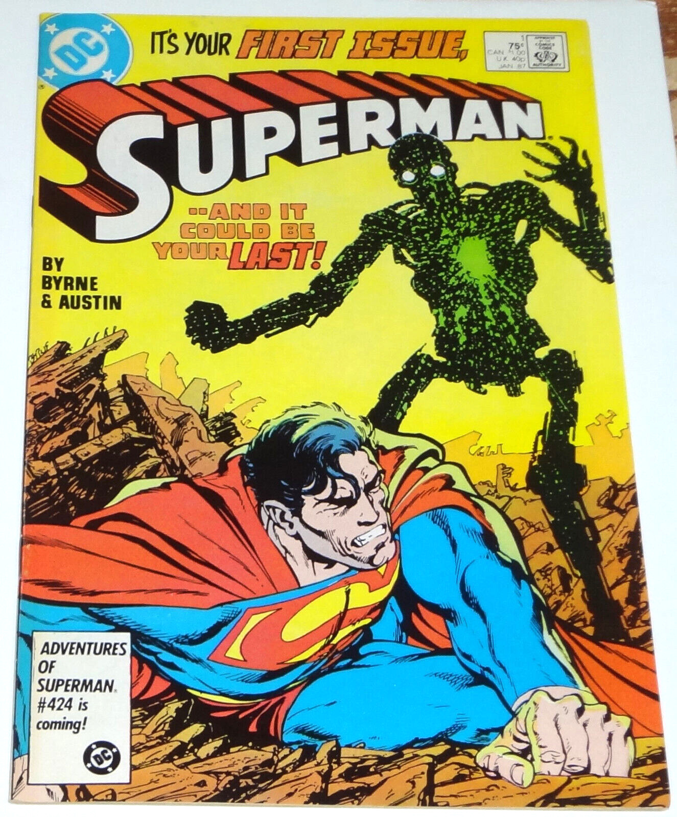 1987 DC UNIVERSE SUPERMAN #1 VF COMIC BOOK POSTCARD JOHN BRYNE ORIGIN OF METALLO