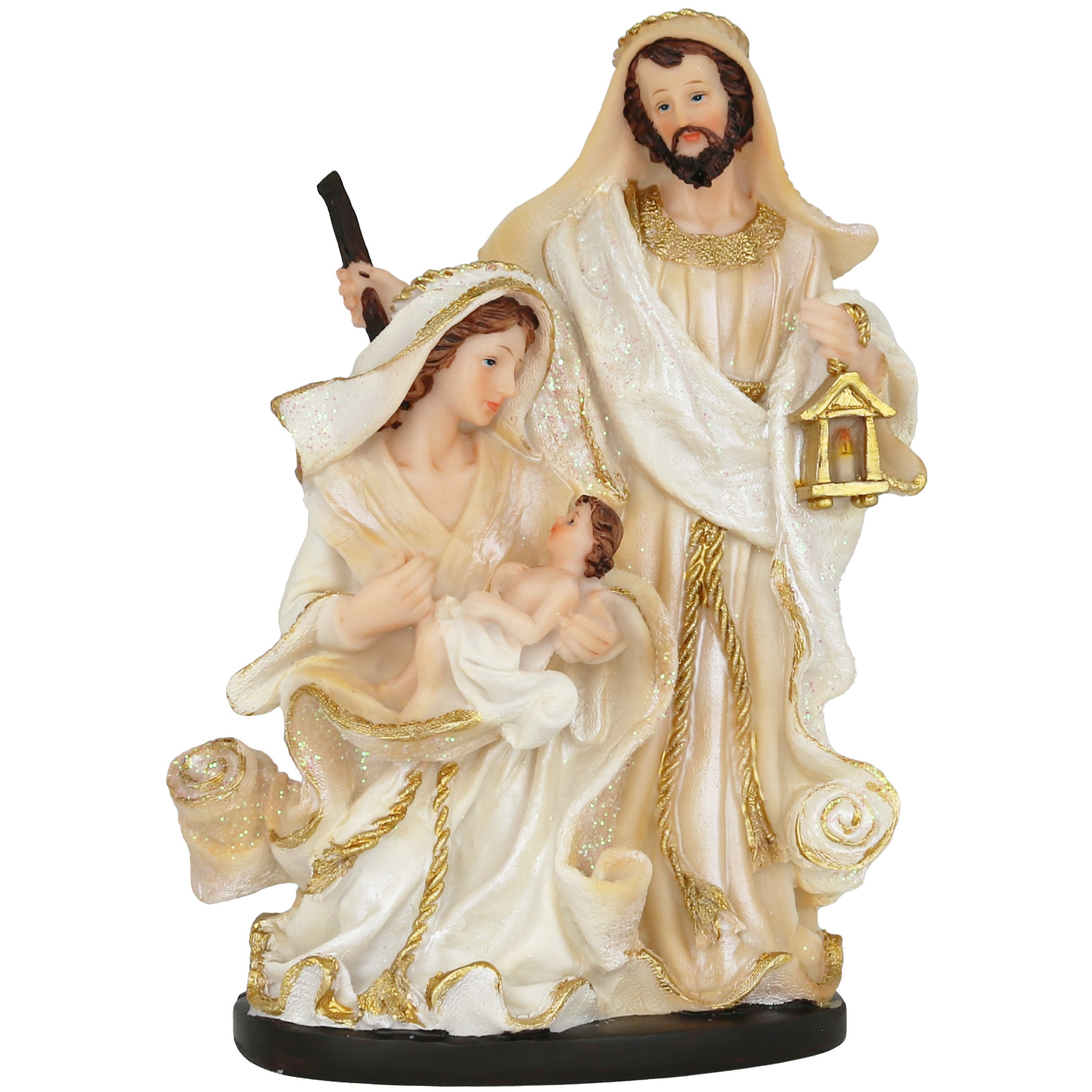 Sagrada Familia 8.25 Inch Resin Statue | Holy Family Glitter Accent Robes New