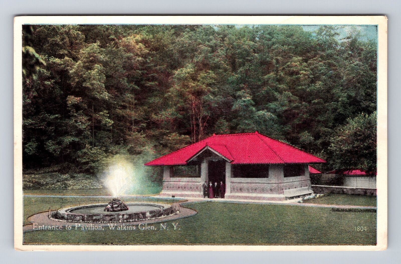 Watkins Glen NY-New York, Entrance To Pavilion, Antique, Vintage Postcard