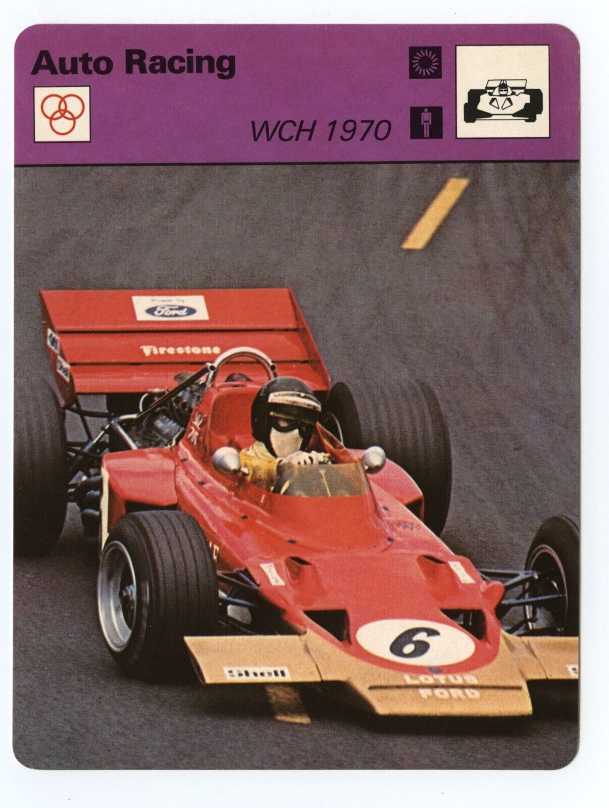Jochen Rindt 1970 Formula 1 - Auto Racing   Sportscasters Card 
