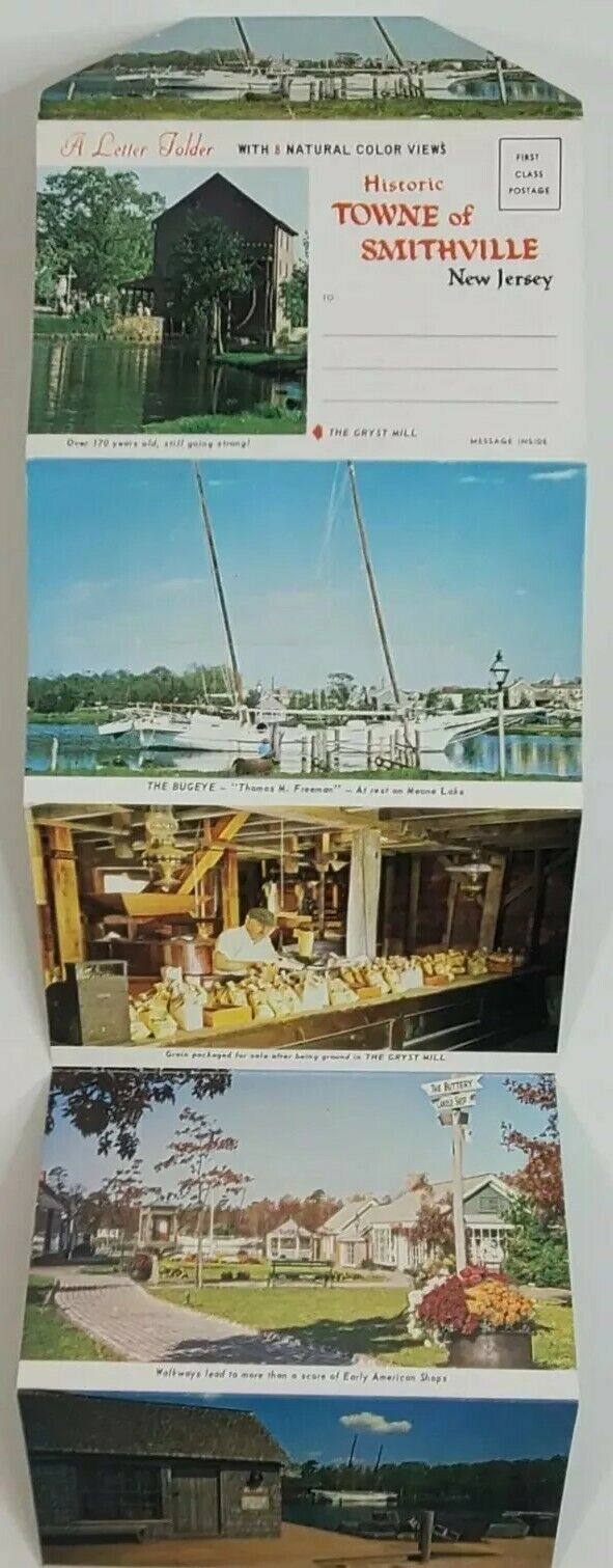 Postcard Booklet Towne of Smithville New Jersey 8 Color Sightseeing Views 