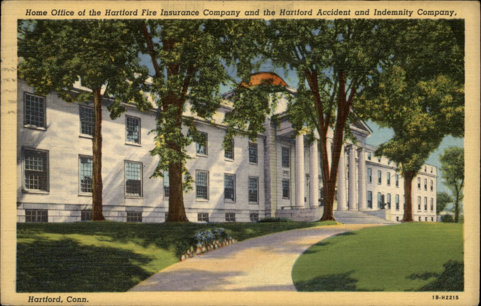 Hartford Fire Accident Insurance Co Connecticut ~ 1942 vintage postcard