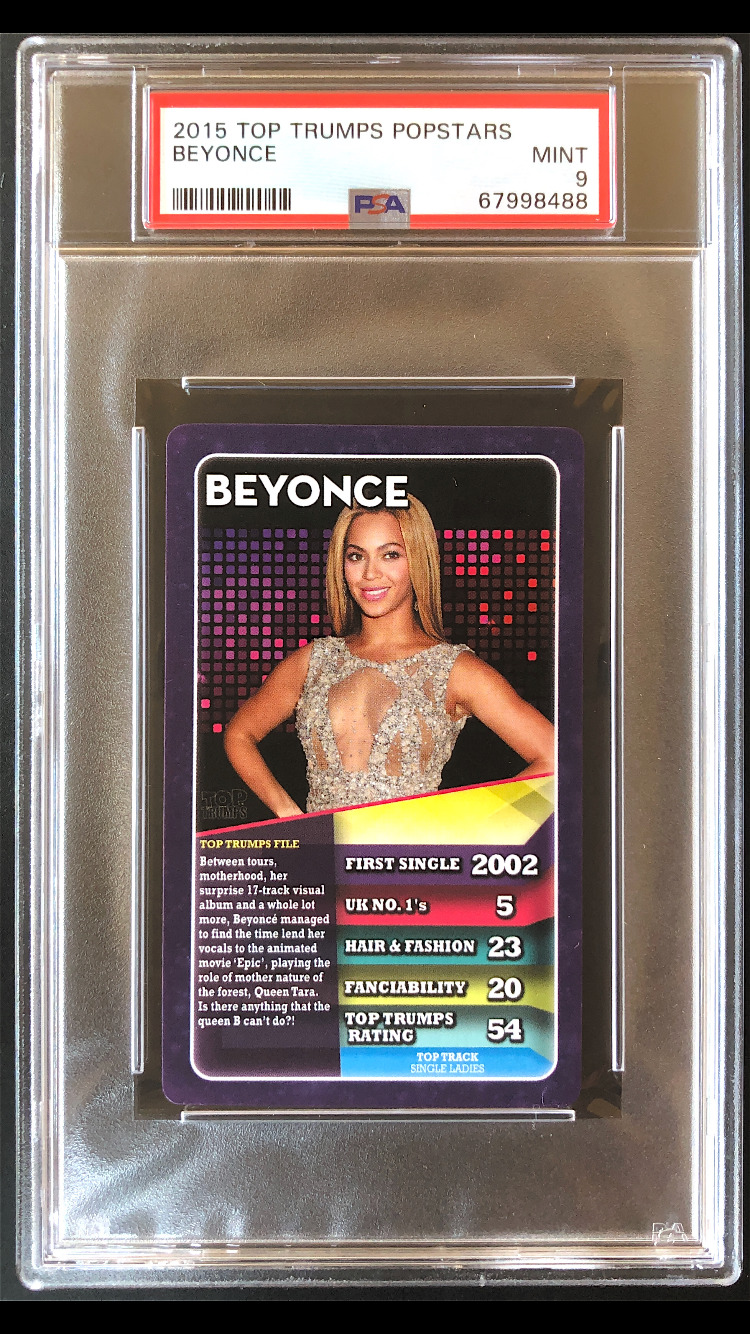 Beyonce 2015 Top Trumps Pop Stars PSA 9 Mint Pop 1 Highest Grade Celebrity Card