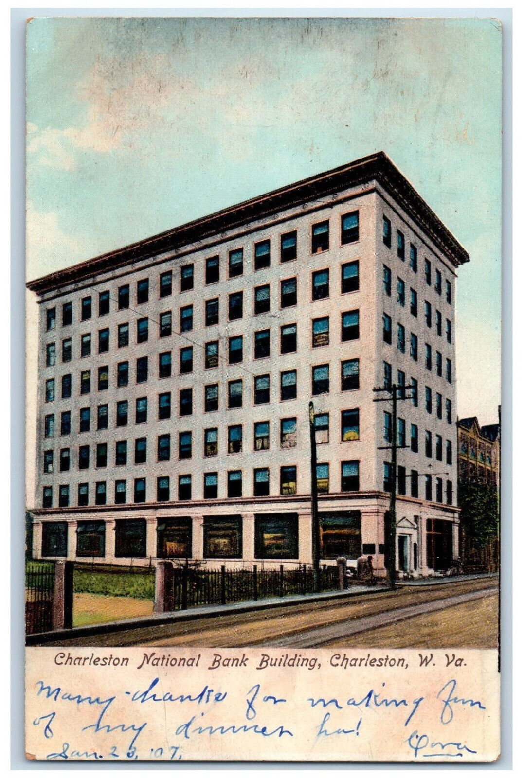 1907 Charleston National Bank Charleston West Virginia WV Antique Postcard