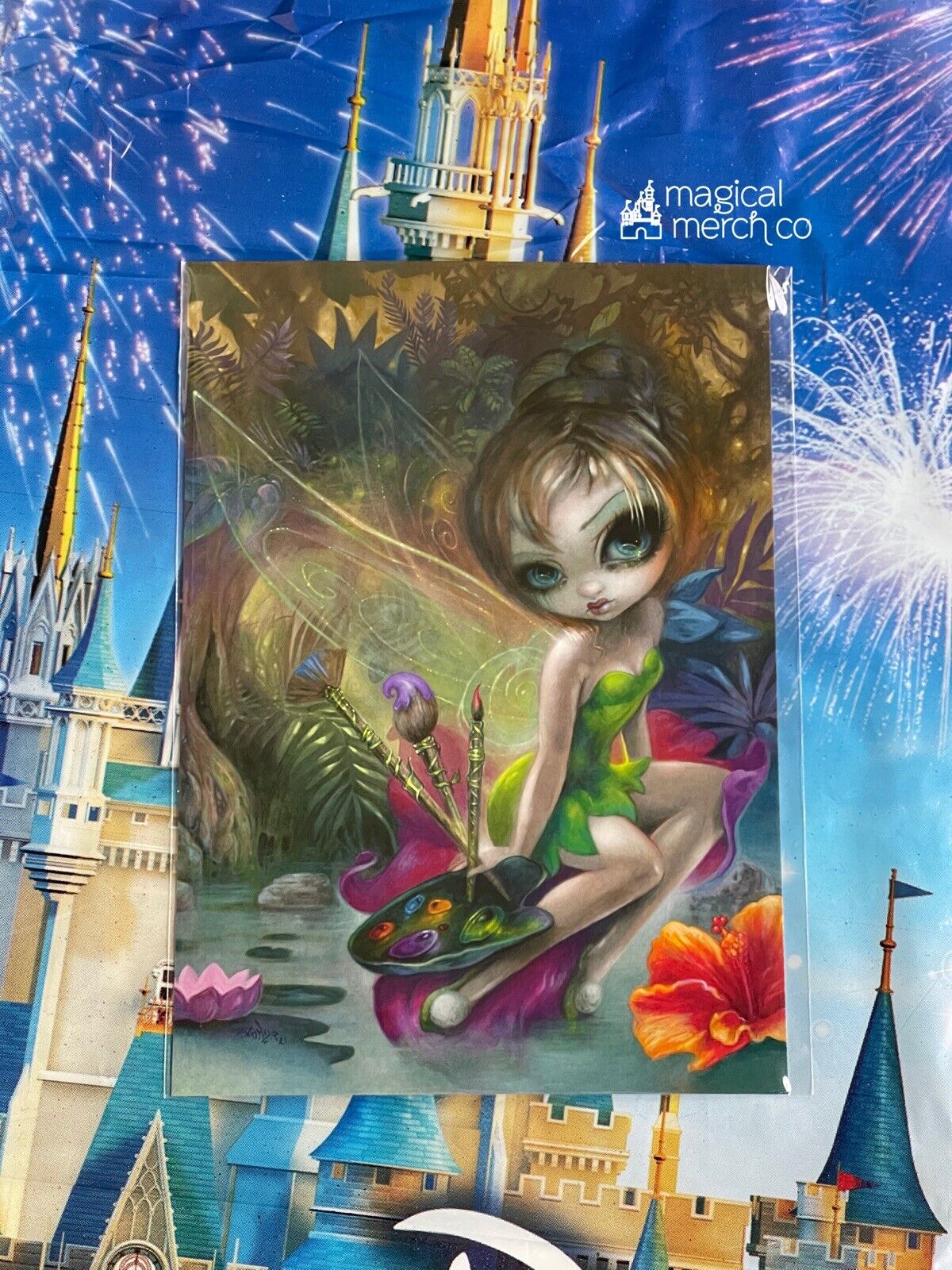 2022 Disney Parks Jasmine Becket-Griffith Tinker Bell Peter Pan 5x7\