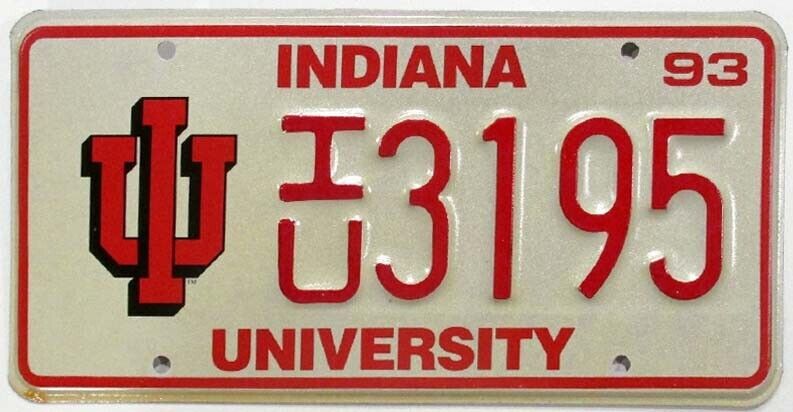 Indiana 1993 Indiana University Hoosiers License Plate NCAA Unused New Old Stock