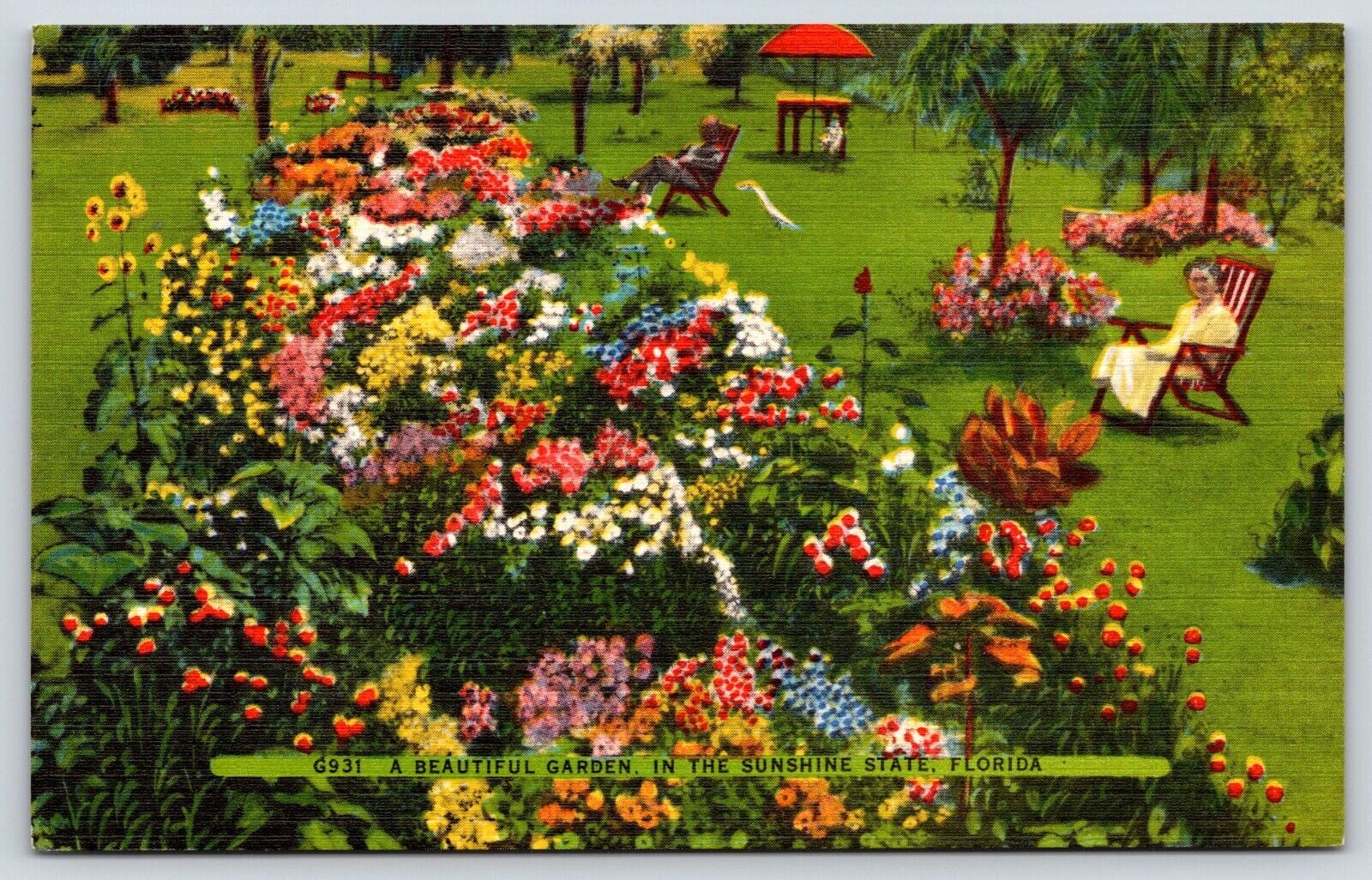 Florida Beautiful Garden Vintage Postcard