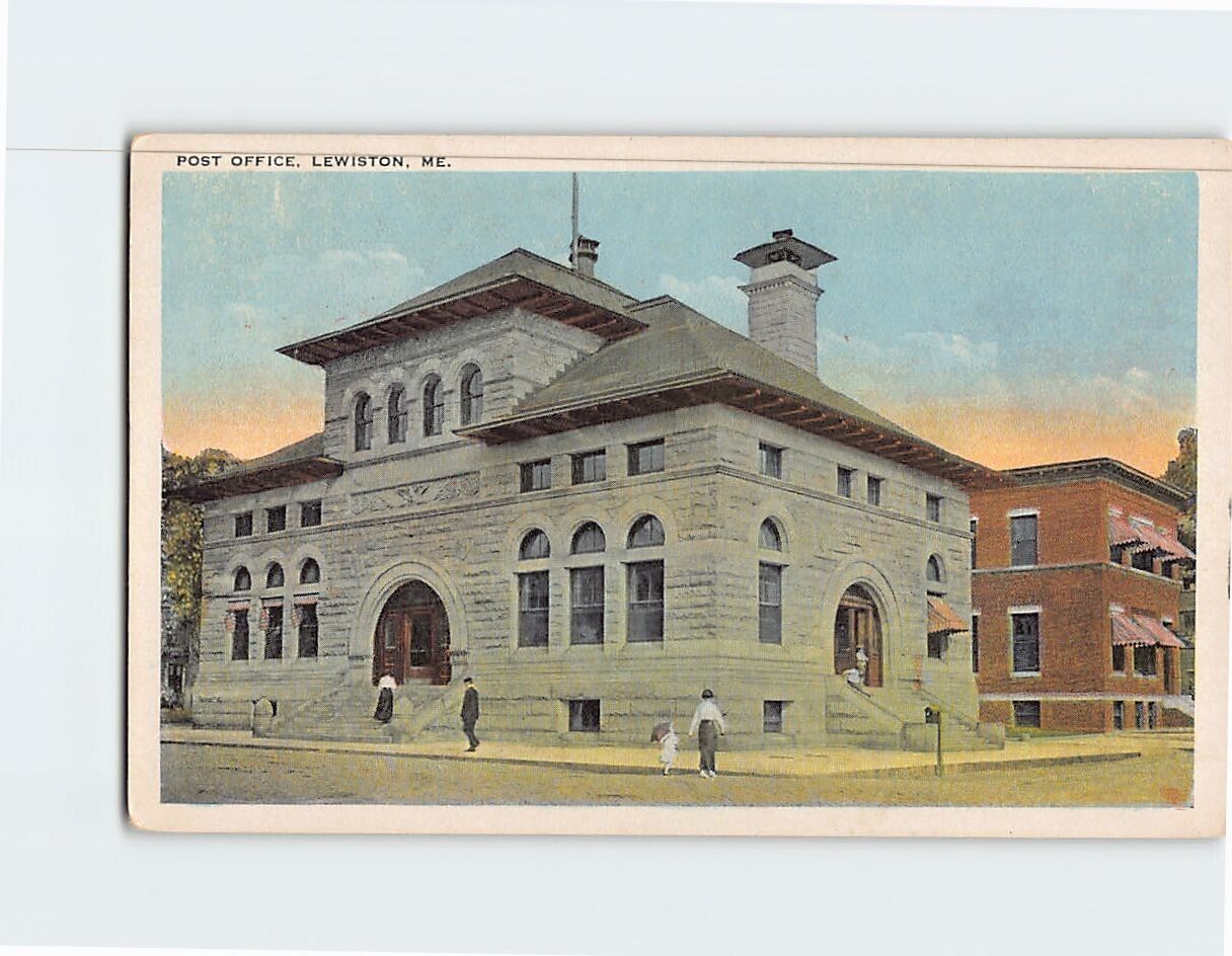 Postcard Post Office Lewiston Maine USA