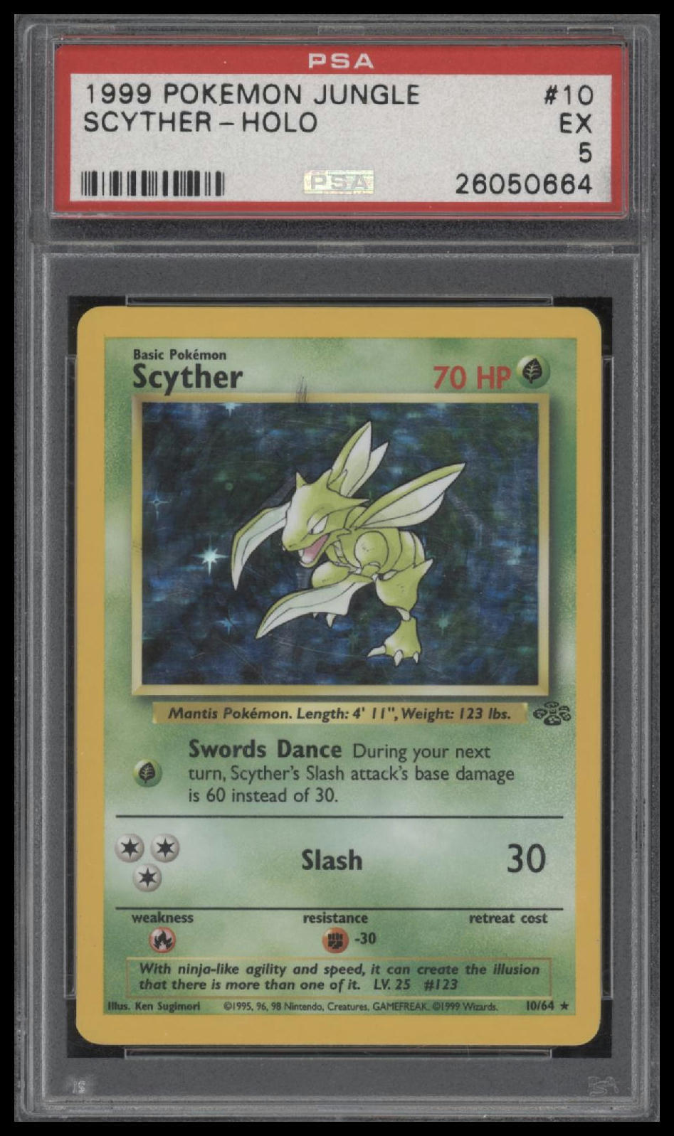 1999 Pokemon Jungle #10 Scyther-Holo PSA 5
