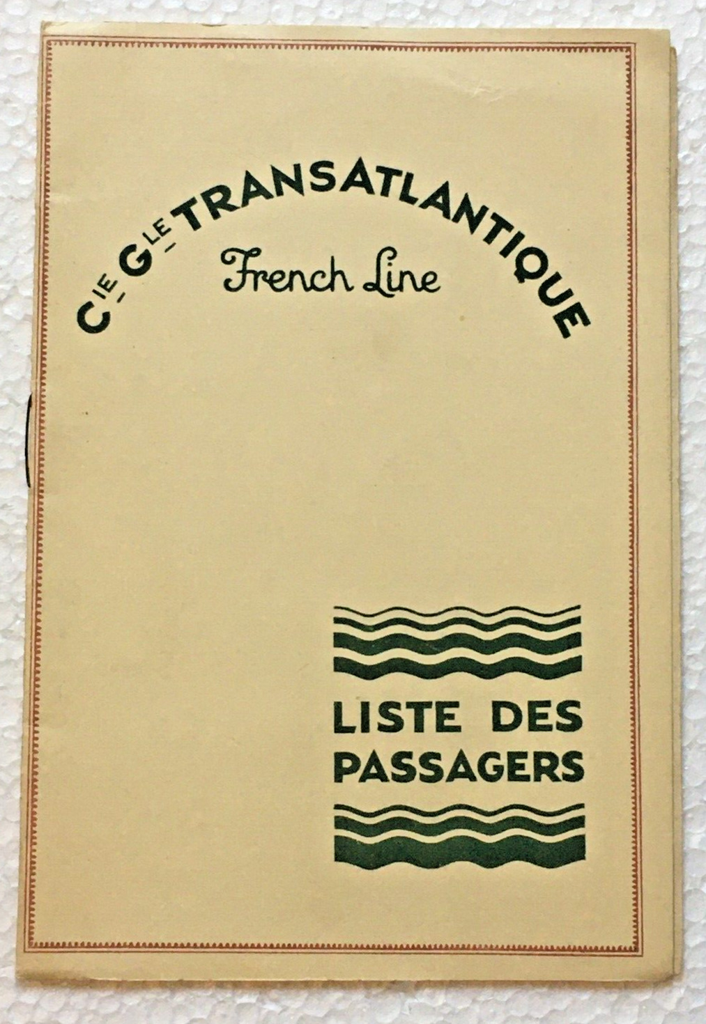 1929 SS Paris French Line List Of Passengers Ocean Liner Steamship
