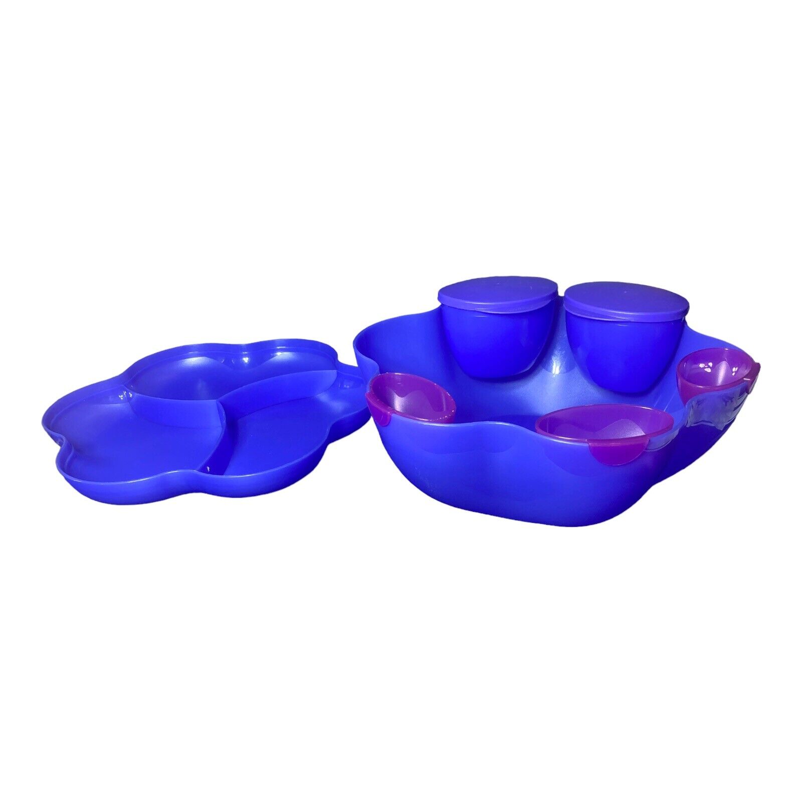 TUPPERWARE 9-pc. Scalloped Chip Salad Snack Serving Bowl/Dip Bowls Blue 4624 A-2