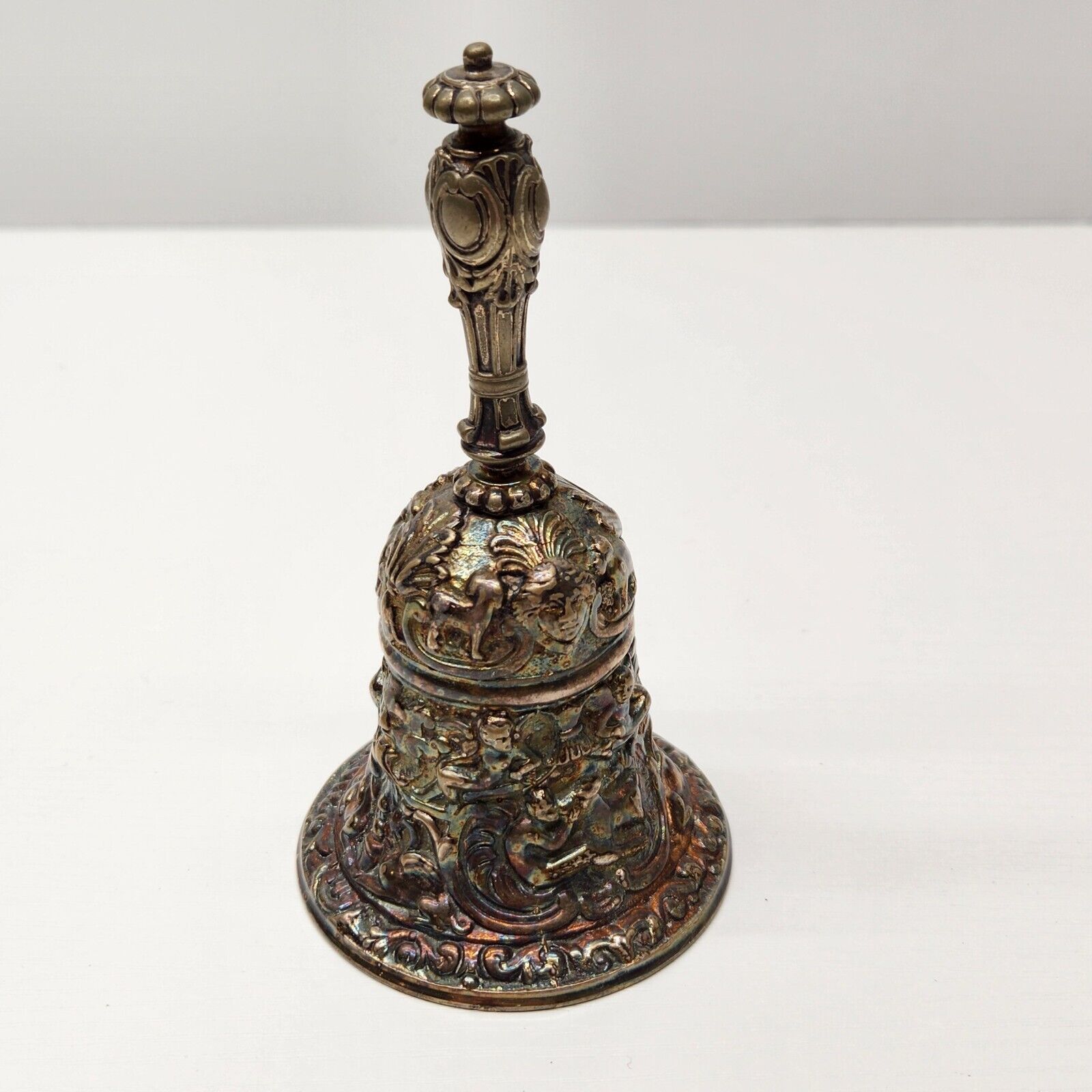 RARE Antique Old Florentine Bell by Gorham Co. Silverplated Bronze 015 Vintage