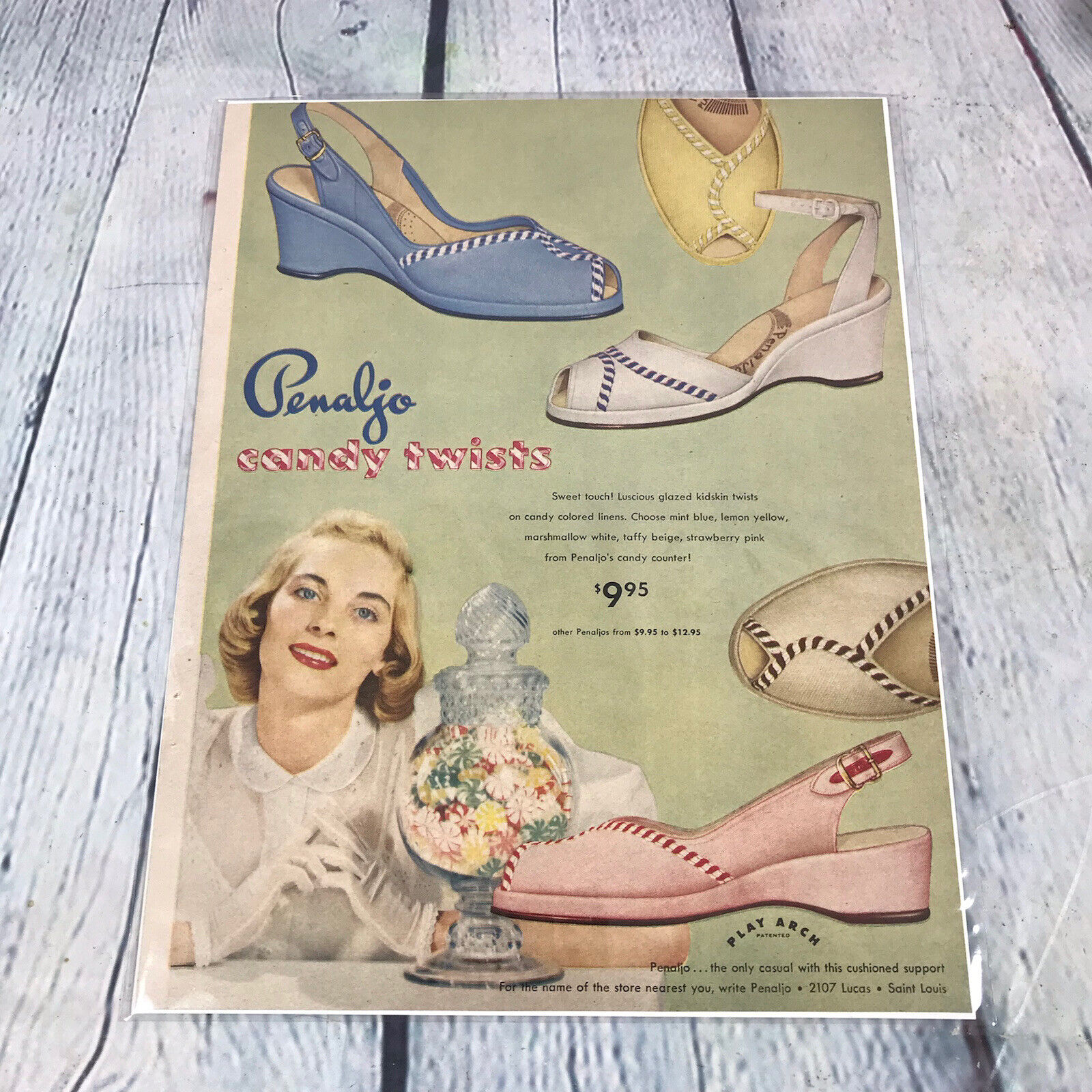 Vintage 1951 Penaljo Candy Twists Shoes Genuine Magazine Advertisement Print Ad