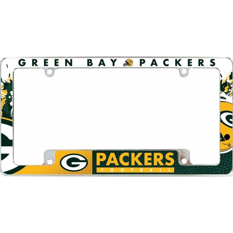 green bay packers all over nfl football team logo license plate frame usa made