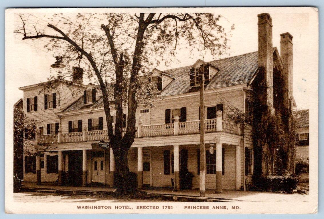 1931 PRINCESS ANNE MD WASHINGTON HOTEL 1781 COLBURN\'S DRUG STORE POSTCARD