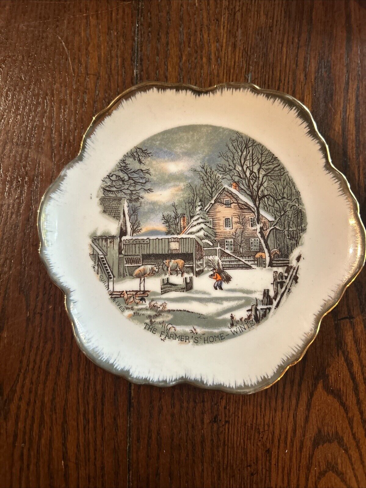 Vintage Collectible 4 Currier & Ives Winter Scene Plates Holiday Made in Korea