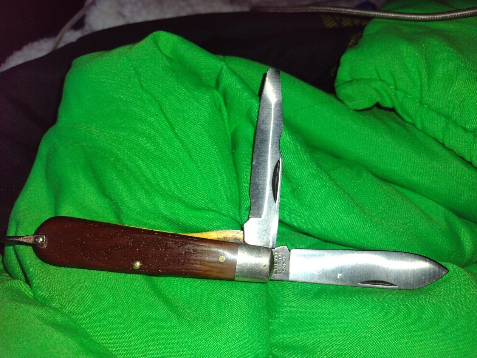Vintage SEARS USA 2 Blade Folding Knife #95428 STAINLESS