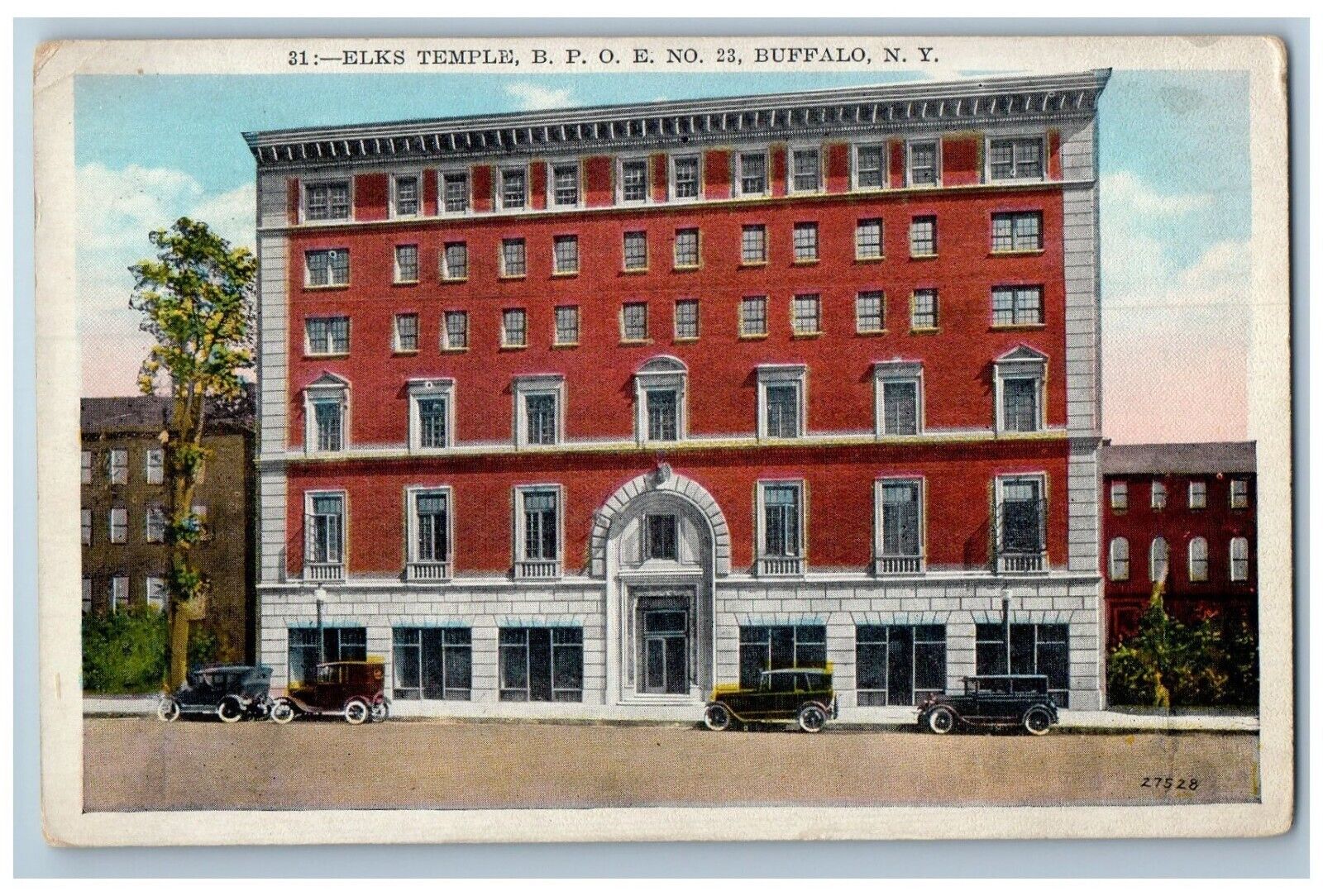 Buffalo New York Postcard Elks Temple BPOE Exterior View Building 1927 Vintage