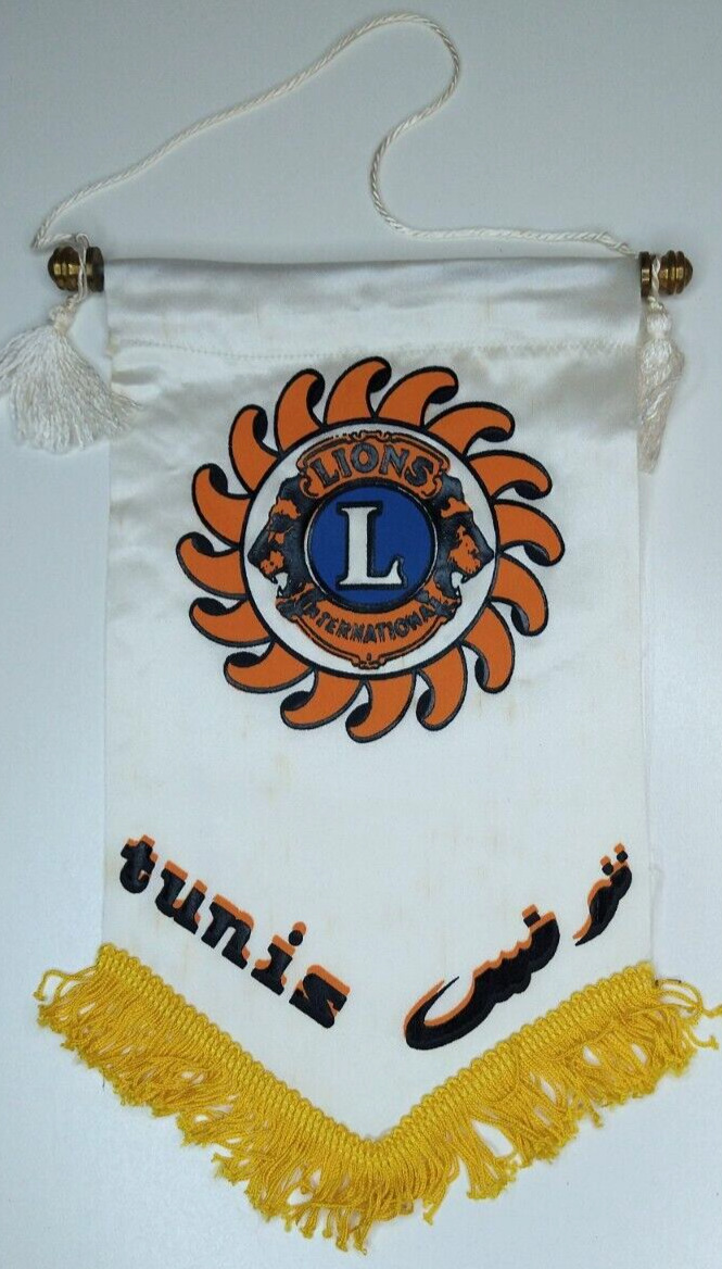 Vintage Lions Club International Flag Banner Tunis Tunisia District 414