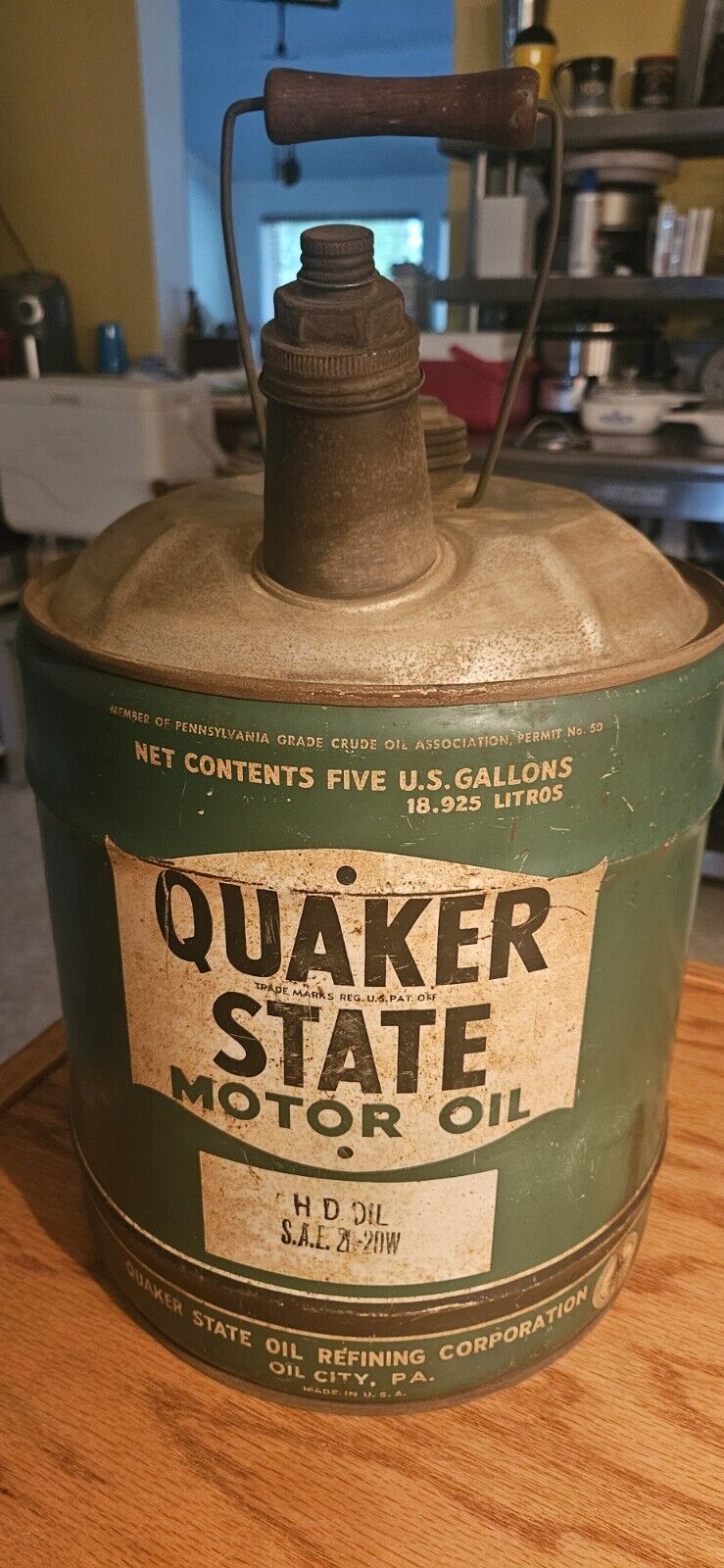 1950's Quaker State 5 Gal Oil Can