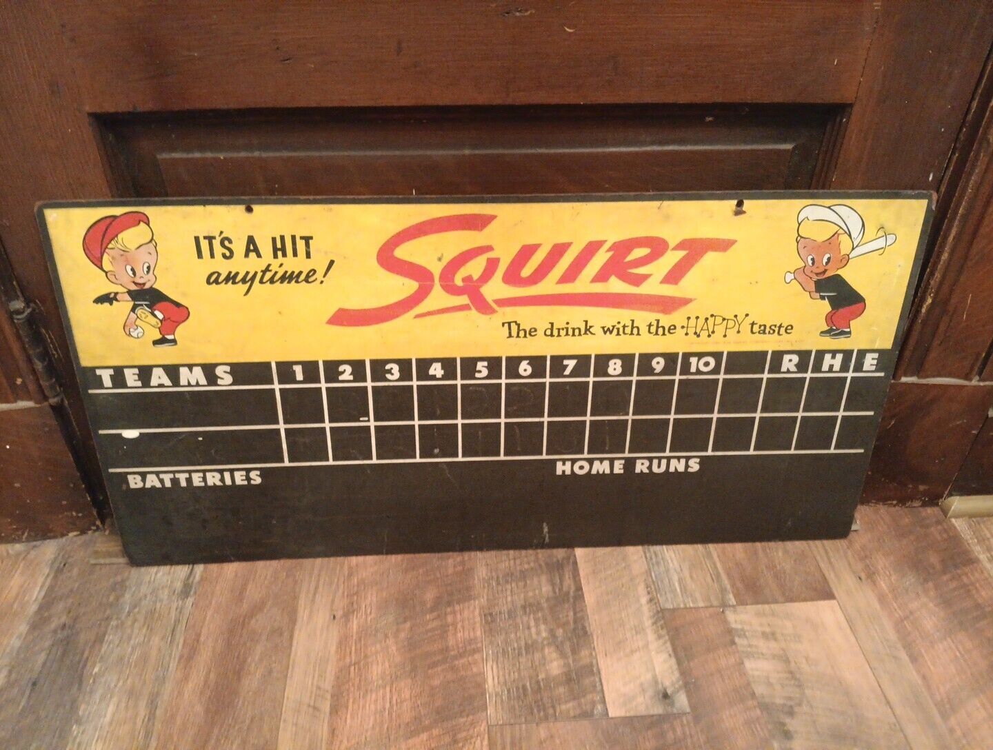 Vintage 1961 Squirt Soda Football & Baseball Scoreboard Double Sided 32\