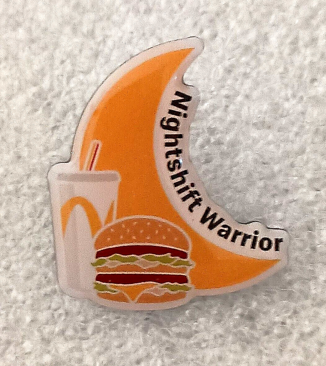McDonald\'s Night Shift Warrior Fast Food Employee Lapel Hat Pin NOS New 2023