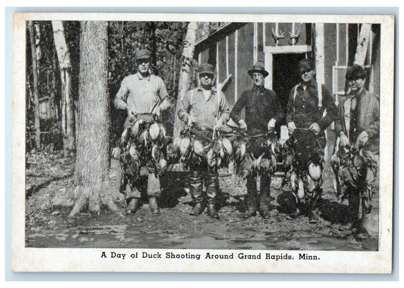 c1940s A Day Of Duck Shooting Around Grand Rapids Minnesota MN Unposted Postcard
