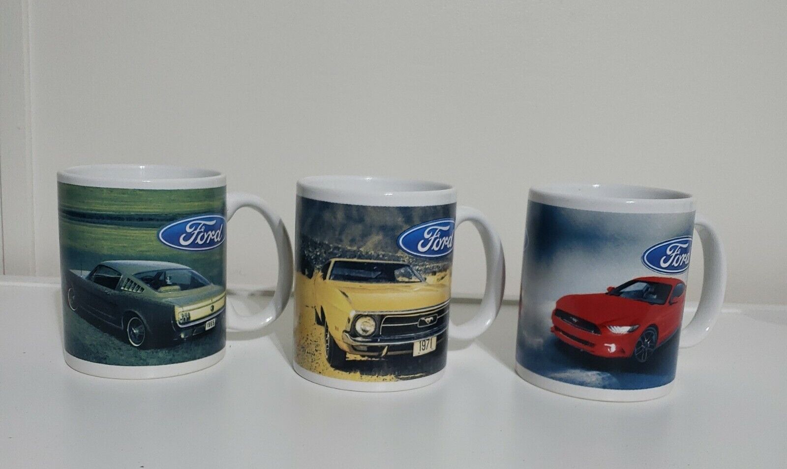 Official Ford Mustang 3 Mug Set 1971 1965 Coffee Cup Official Car Auto NICE