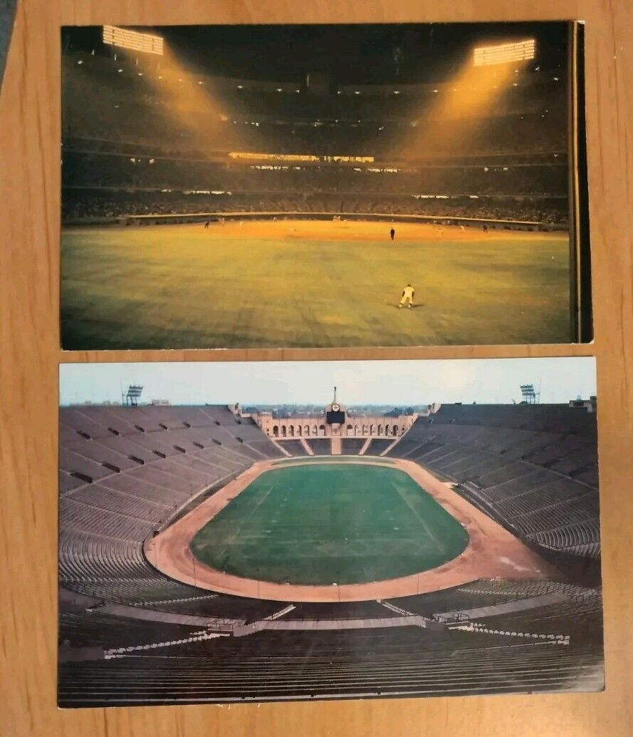 Vtg 1960's Plastichrome Los Angeles Dodgers Stadium Postcards 2   P24296 P49779 