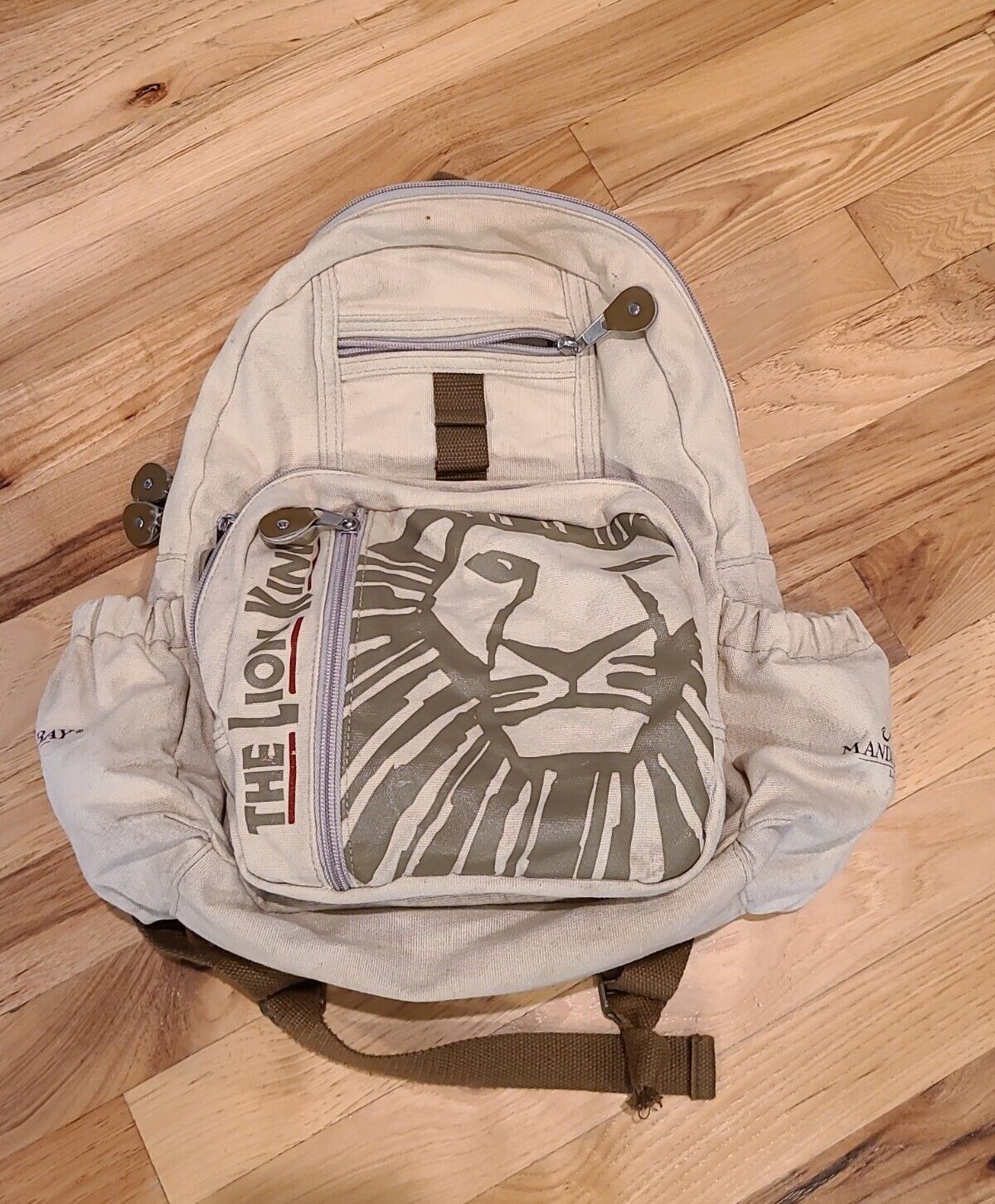 USED Disney The Lion King at Mandalay Bay Backpack Canvas from Broadway Play Tan