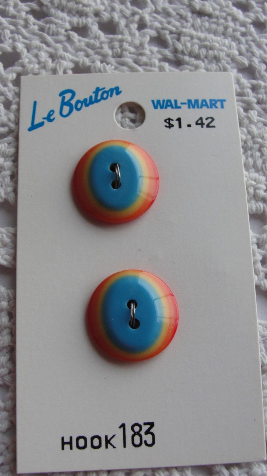Vintage Buttons Pretty Rainbow Layered Made in France Blue Red Yellow 3/4\