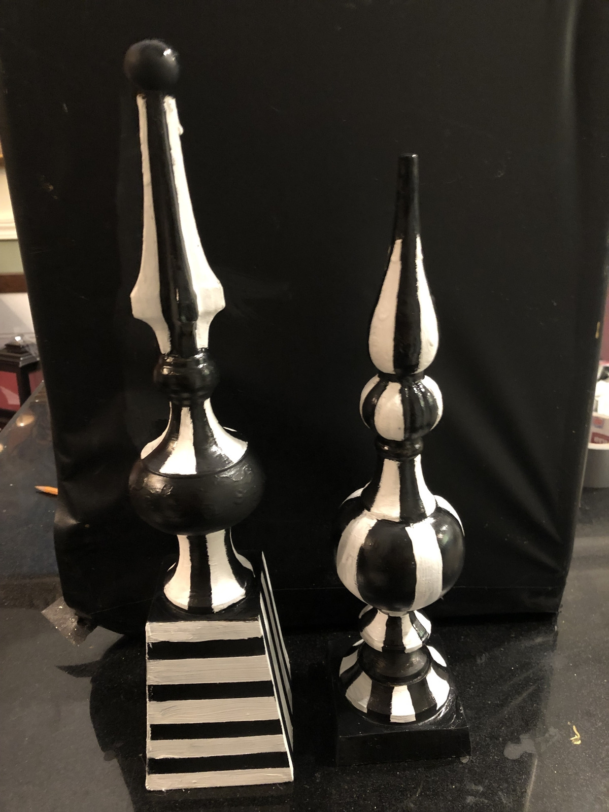Pair of Mackenzie Childs INSPIRED Courtly Stripe Finials Look
