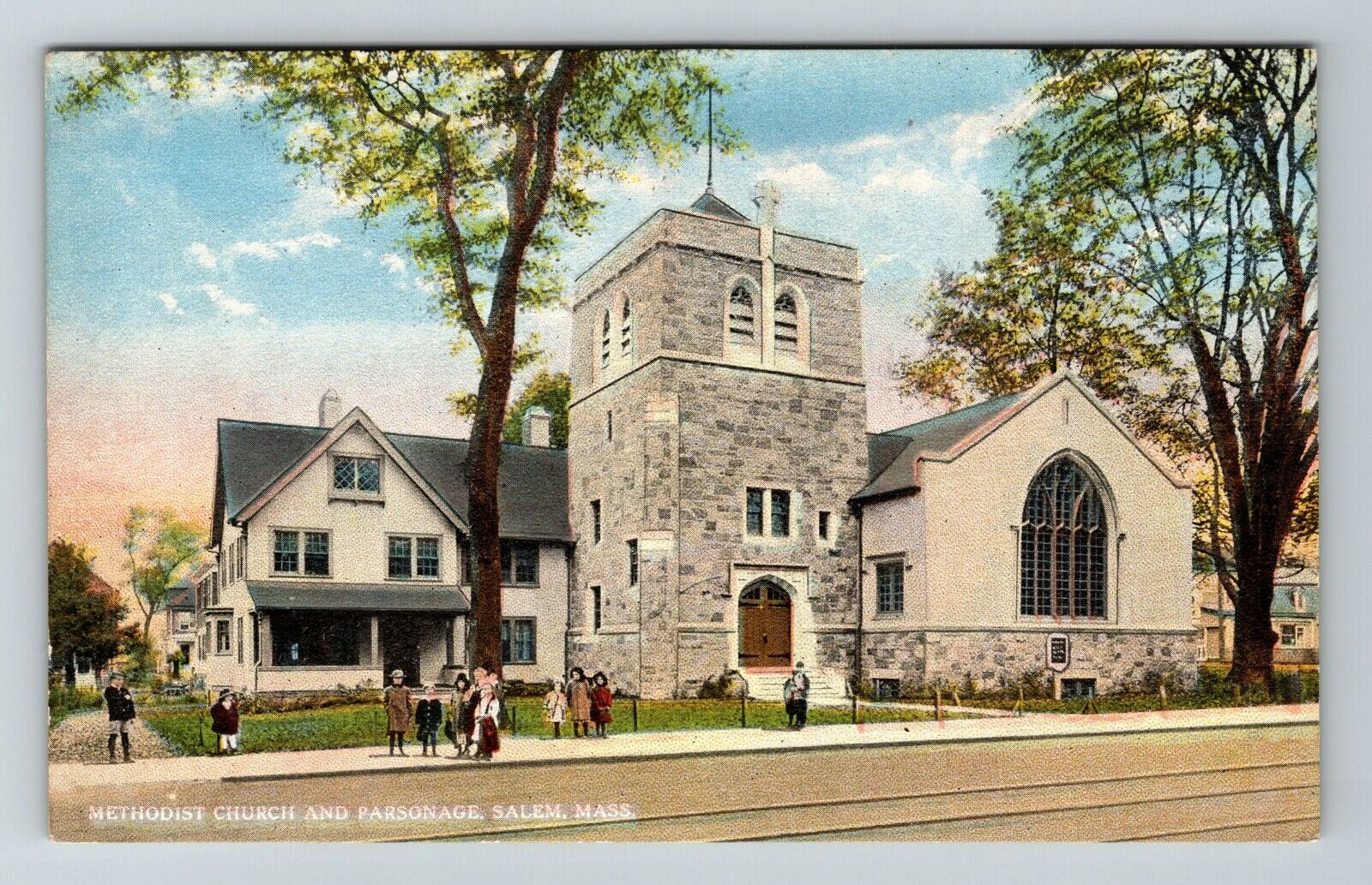 Salem MA-Massachusetts, Methodist Church & Parsonage Vintage Souvenir Postcard