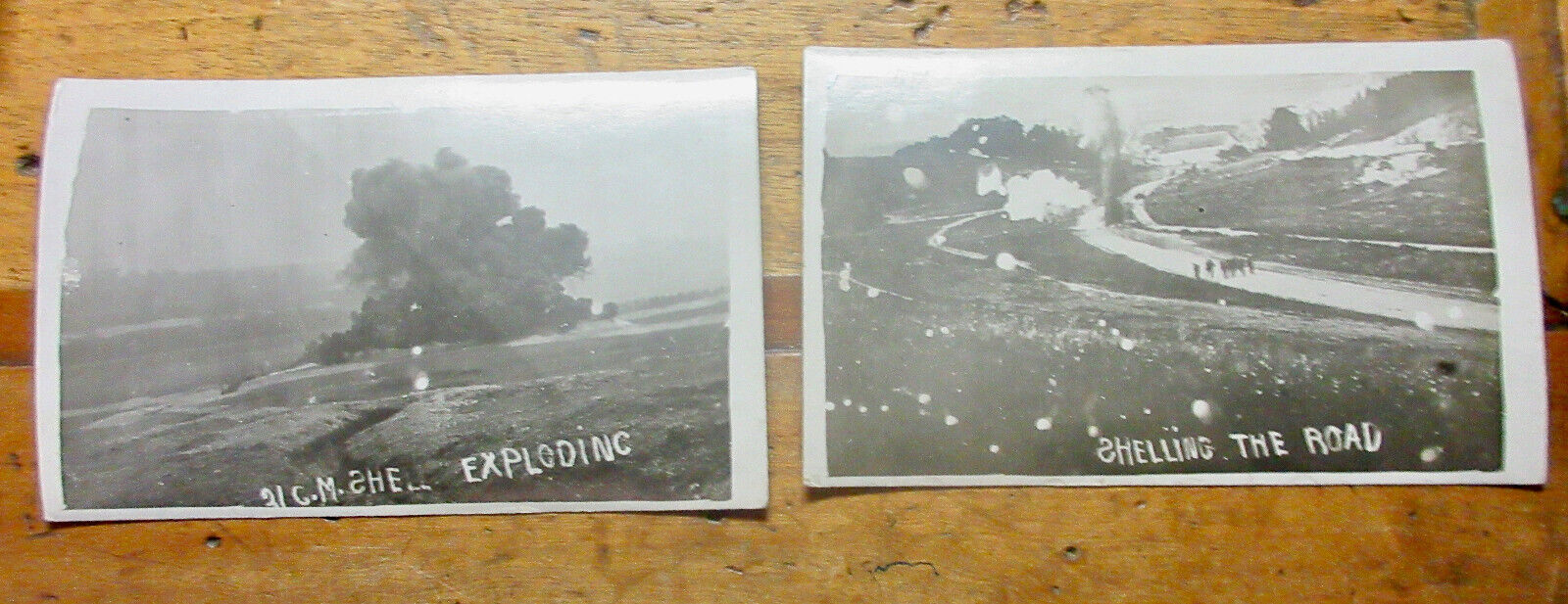 2~ ICONIC WWI RPPC WORLS WAR I POSTCARDS SHELL EXPOLODING SHELLING THE ROAD