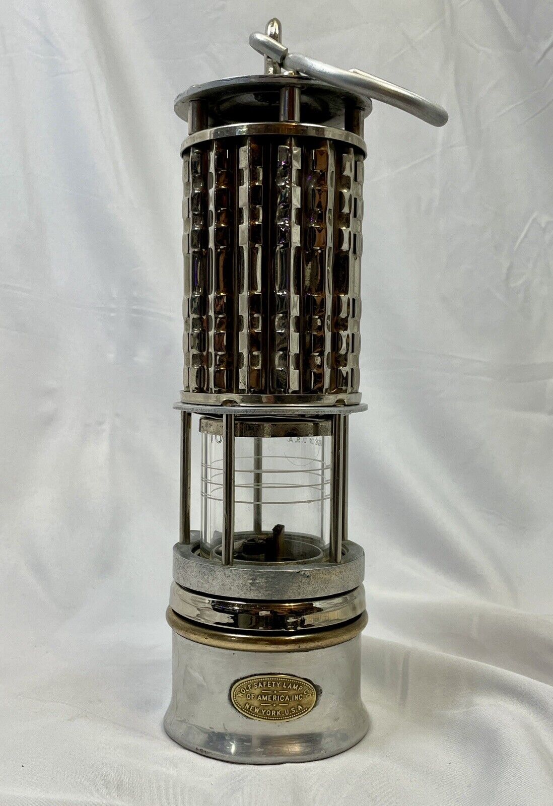 Vintage Wolf Safety Lamp Co. Of America Mining Lamp Original Glass & Stamp Ex+