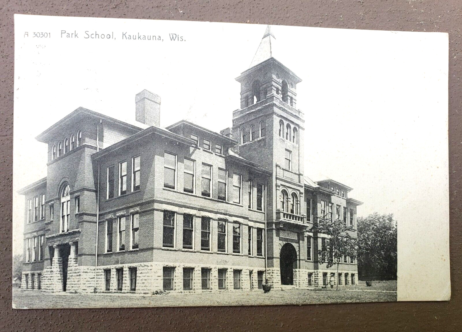 Park School Kaukauna Wisconsin 1909 Postcard