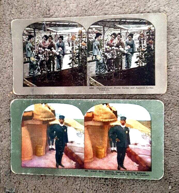 2 - 1905 Japan  Stereo Cards Yokahama ladies #1030 and General Oshima#180