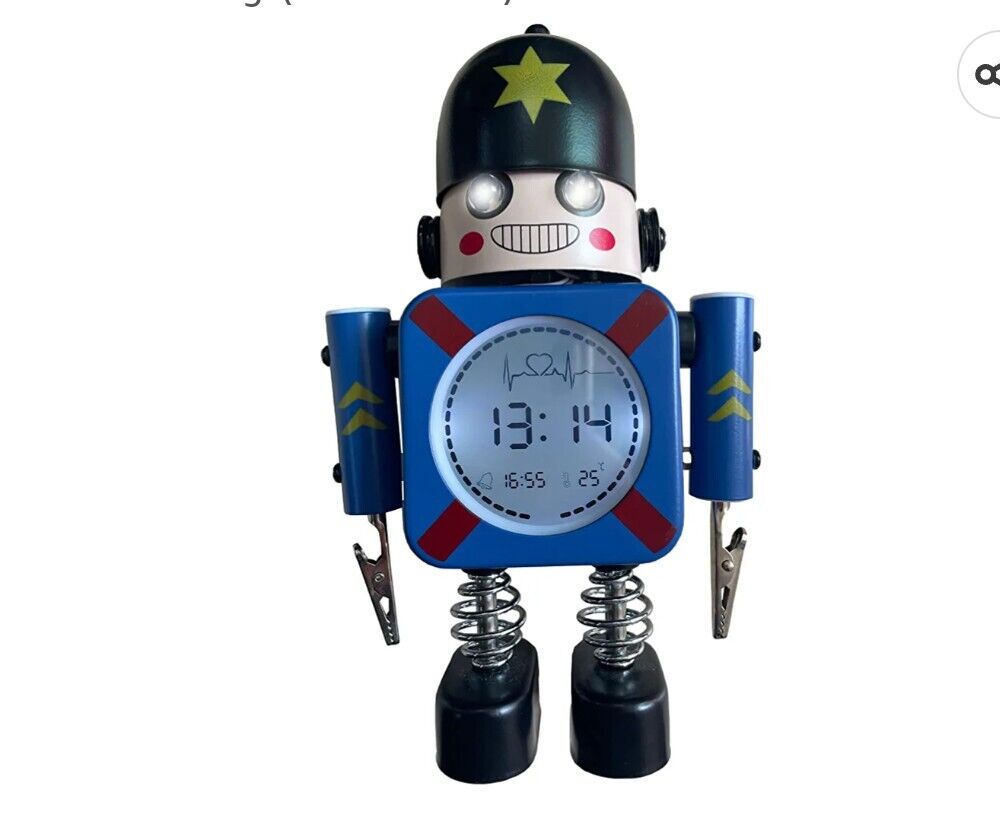 Toy Soldier Blue Alarm Clock When Alarm Goes off Eyes Flash the Bell Rings Cool