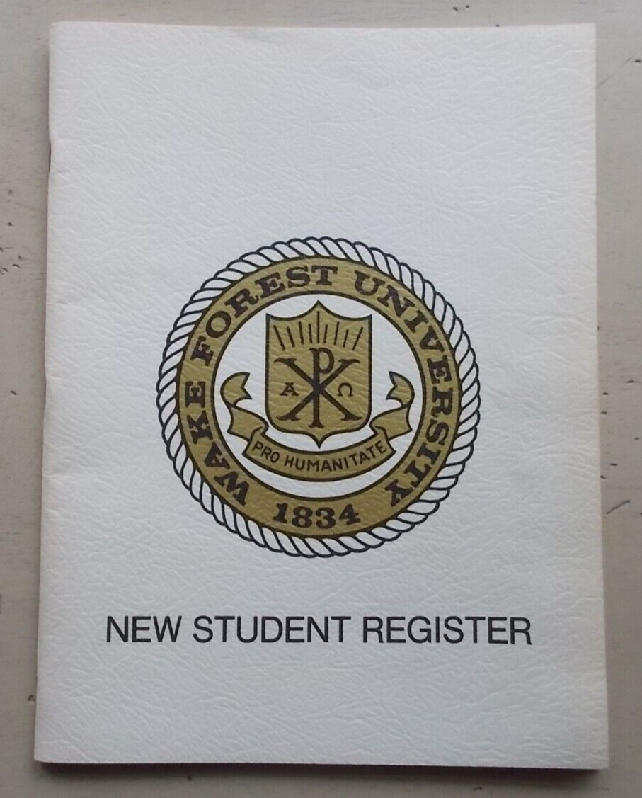 Vintage 1971 Wake Forest University WFU New Student Register