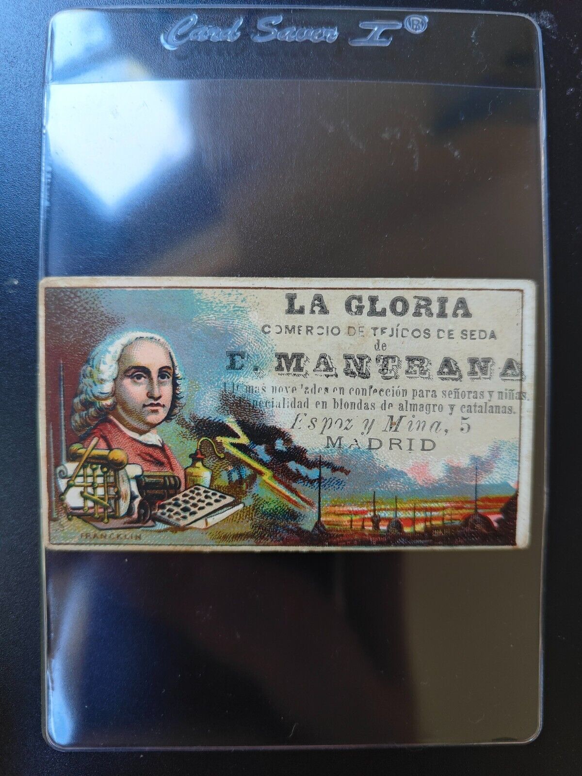 ca 1890 Benjamin Franklin LA GLORIA Spanish Cigarettes Tobacco Trade Card