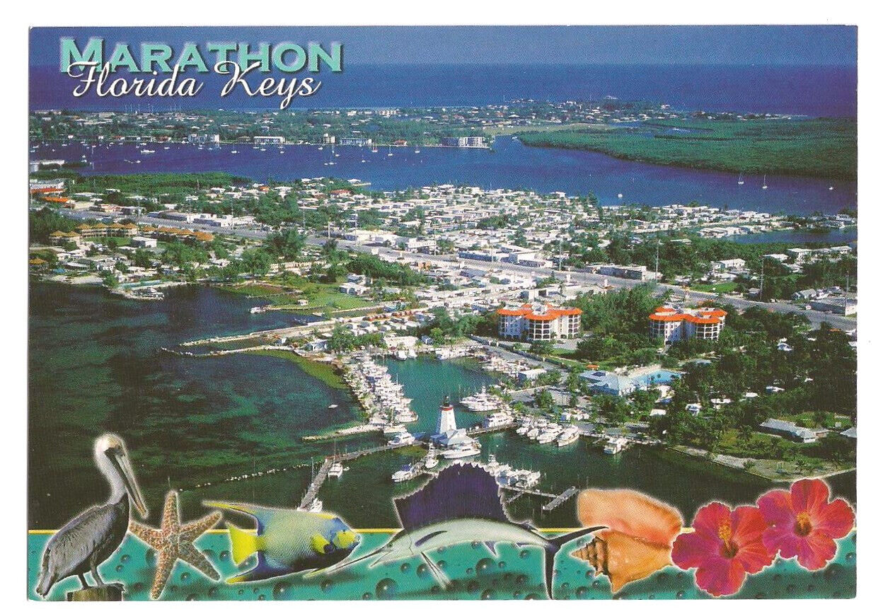 Marathon Florida FL Postcard Keys Aerial
